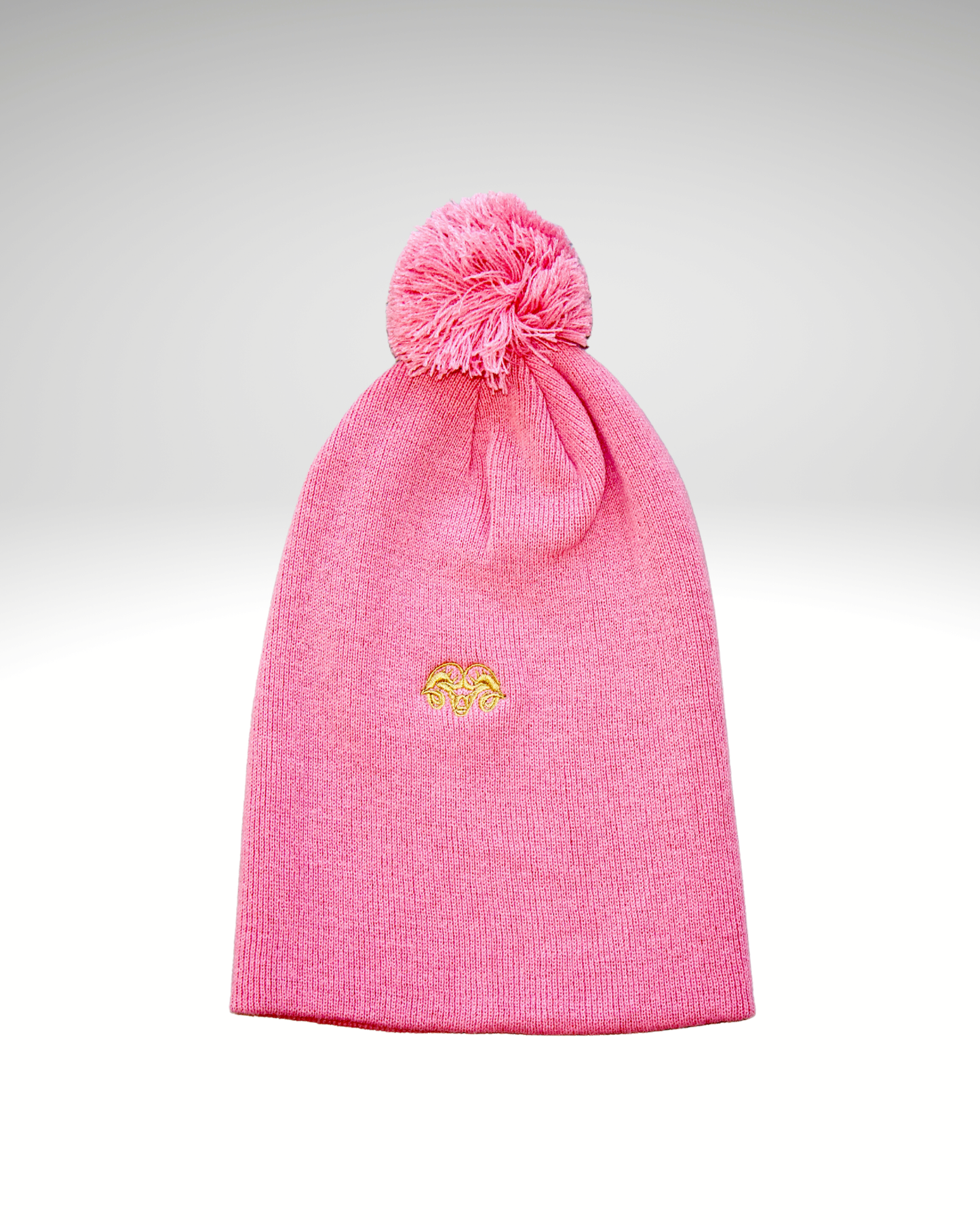 Bonnet rose logo doré fine maille
