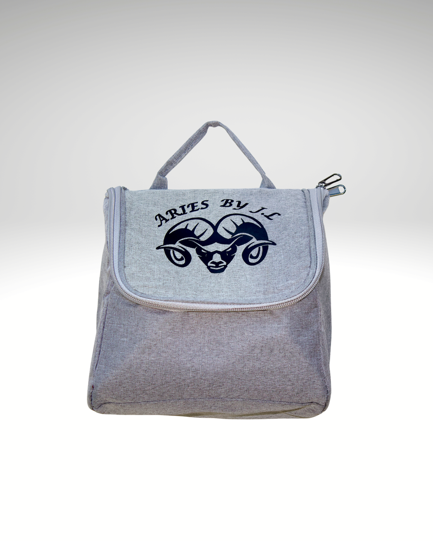 Trousse de toilette grise logo noir