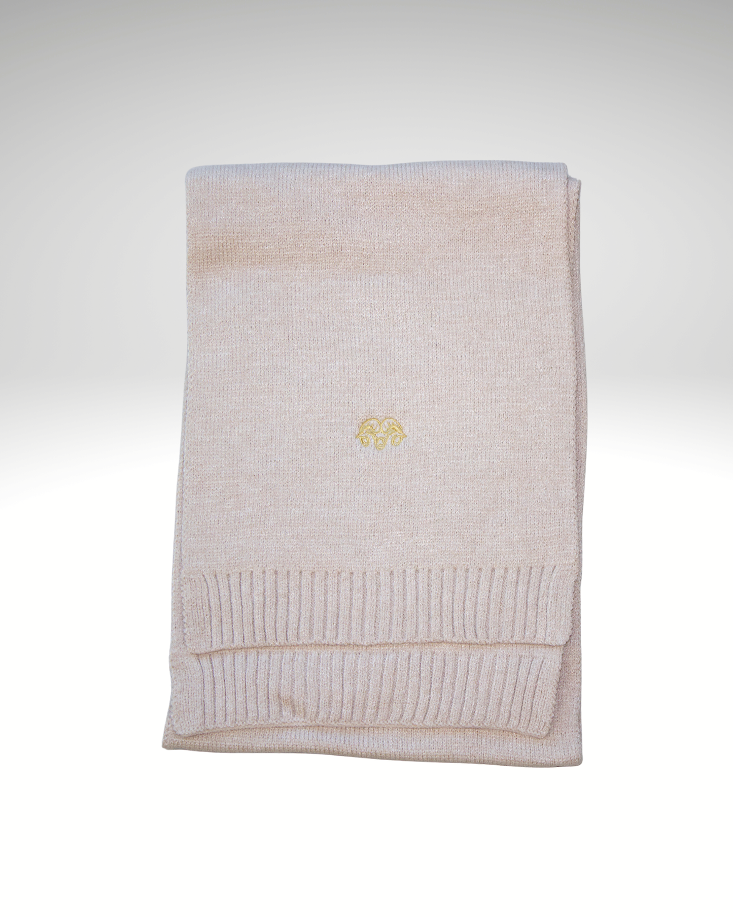 Écharpe beige logo doré