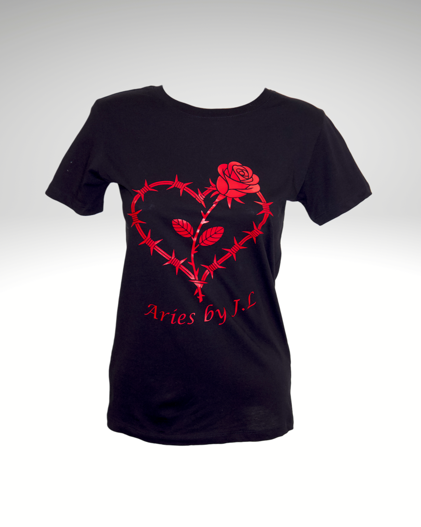 T-shirt femme noir Barbelé rouge