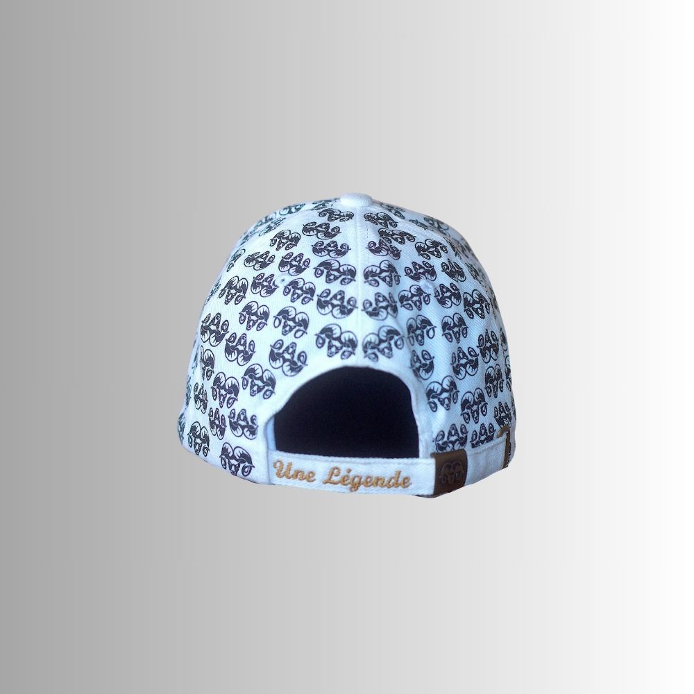 Casquette Blanche - Motifs noirs - Logo Doré - Aries By JL