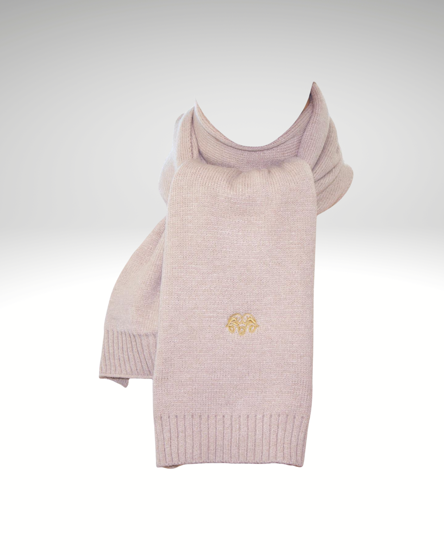 Écharpe beige logo doré