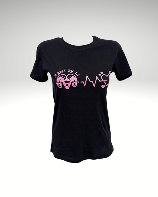 T-shirt femme Cardiogramme d'Aries Noir
