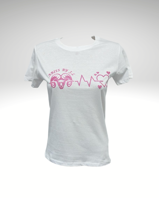 T-shirt femme Cardiogramme d'Aries Blanc