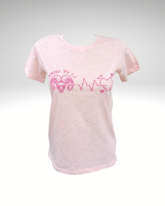 T-shirt femme Cardiogramme d'Aries Rose